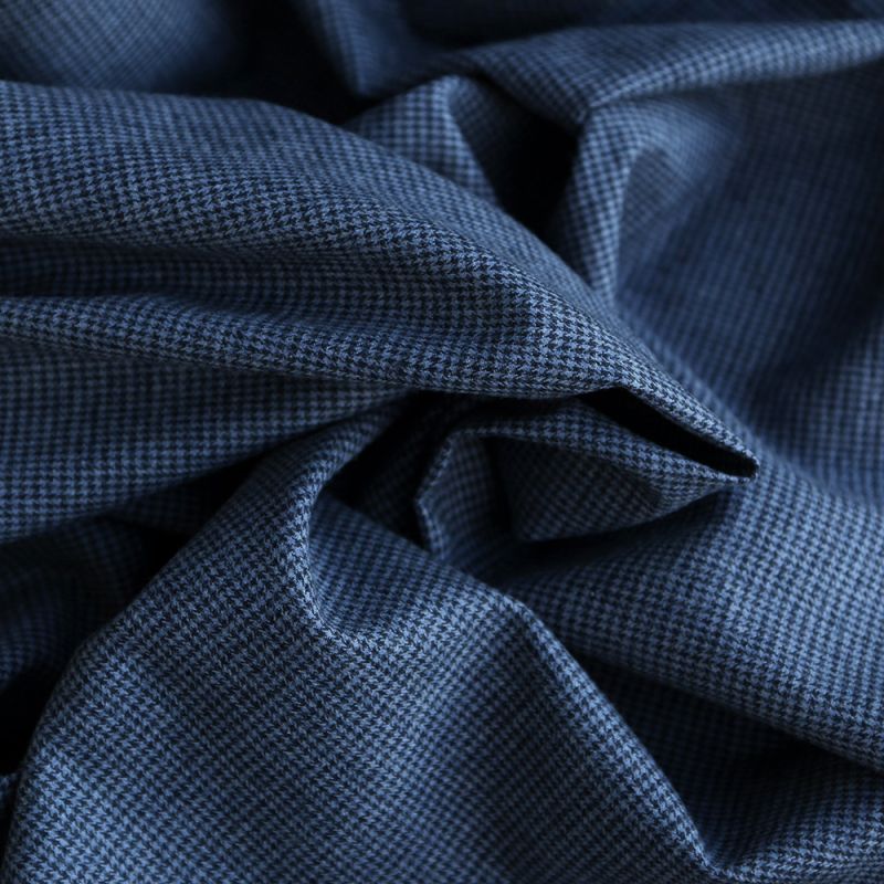 Coco - Coton gratté doux tissage mini pied de poule (pied de puce) Bleu