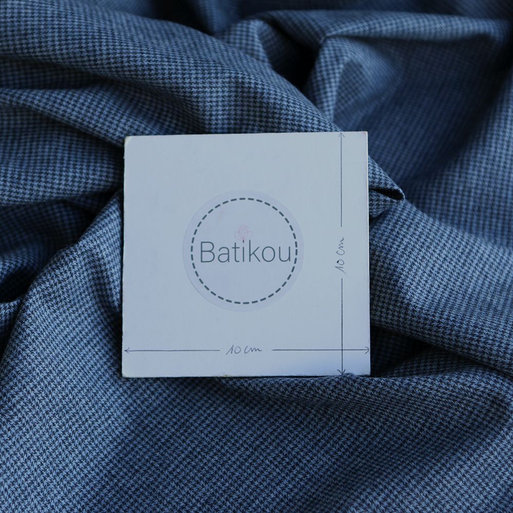 Coco - Coton gratté doux tissage mini pied de poule (pied de puce) Bleu