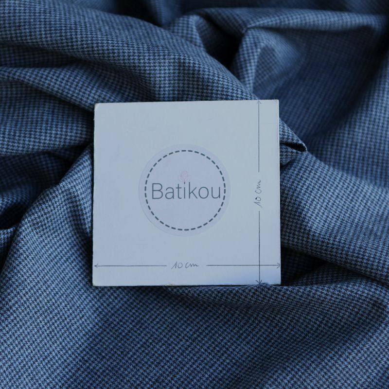 Coco - Coton gratté doux tissage mini pied de poule (pied de puce) Bleu