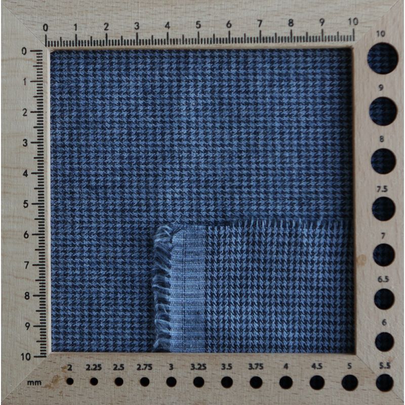 Coco - Coton gratté doux tissage mini pied de poule (pied de puce) Bleu