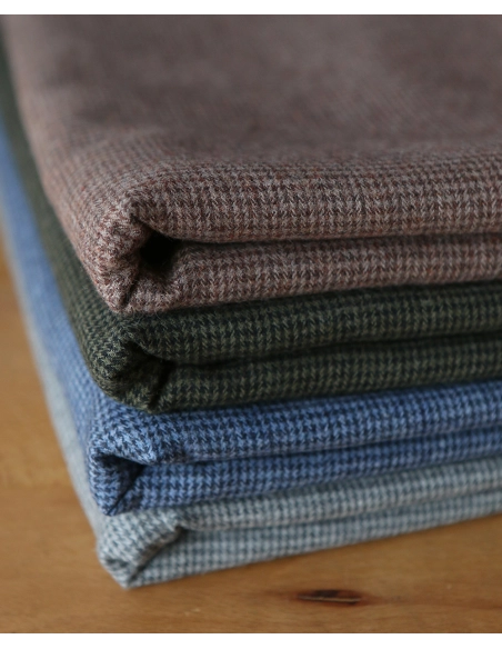 Coco - Coton gratté doux tissage mini pied de poule (pied de puce) Bleu