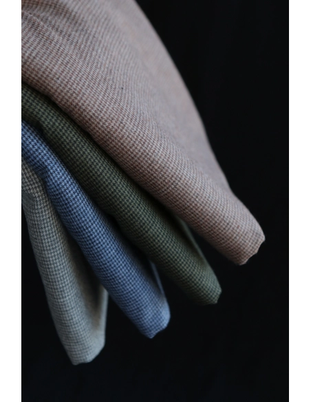 Coco - Coton gratté doux tissage mini pied de poule (pied de puce) Bleu