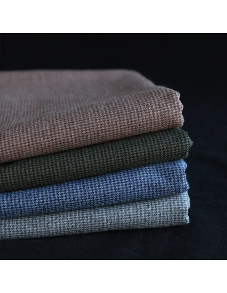 Coco - Coton gratté doux tissage mini pied de poule (pied de puce) Bleu