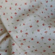 Mario - Seersucker / Coton gaufré doux fond écru champignons