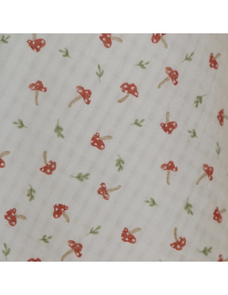 Mario - Seersucker / Coton gaufré doux fond écru champignons