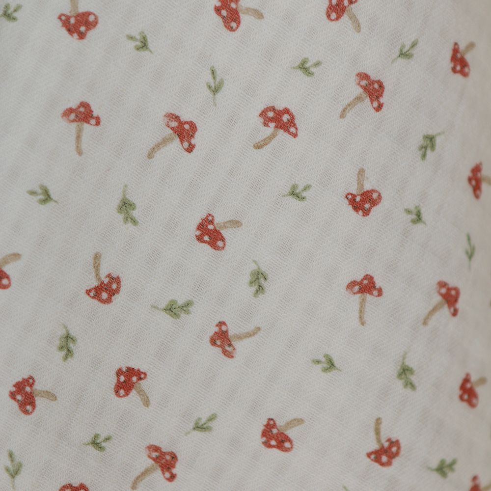 Mario - Seersucker / Coton gaufré doux fond écru champignons