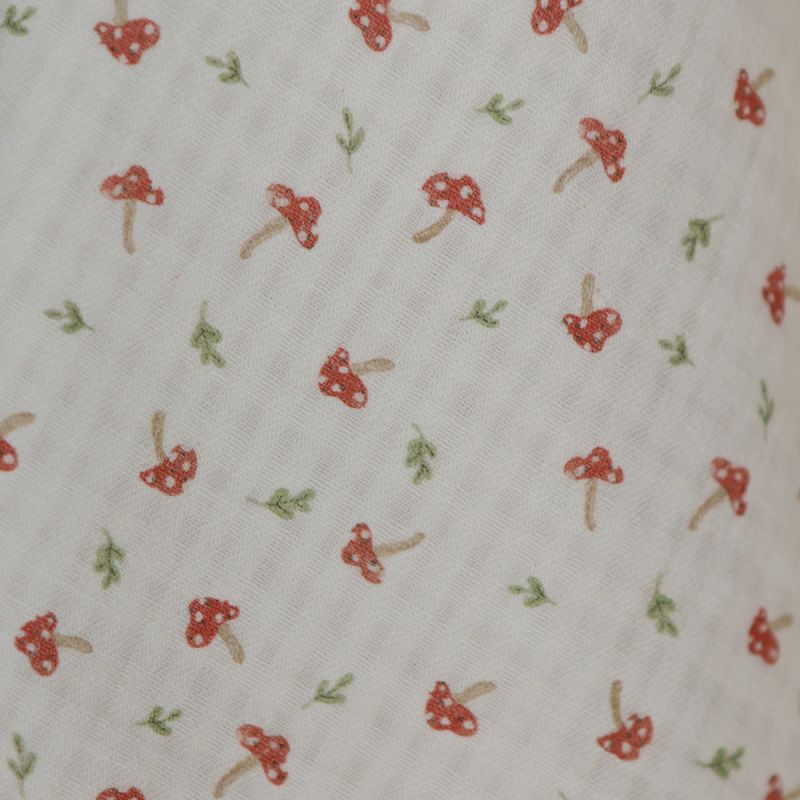 Mario - Seersucker / Coton gaufré doux fond écru champignons