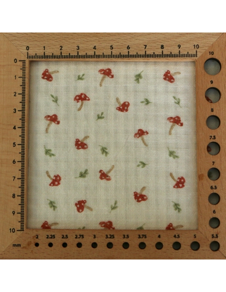 Mario - Seersucker / Coton gaufré doux fond écru champignons