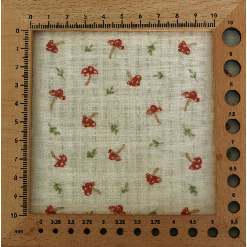 Mario - Seersucker / Coton gaufré doux fond écru champignons