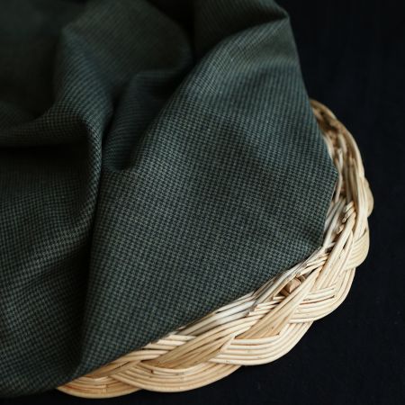 Coco - Coton gratté doux tissage mini pied de poule (pied de puce) Kaki