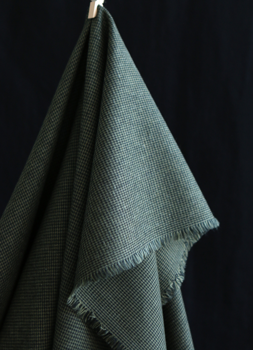 Coco - Coton gratté doux tissage mini pied de poule (pied de puce) Kaki