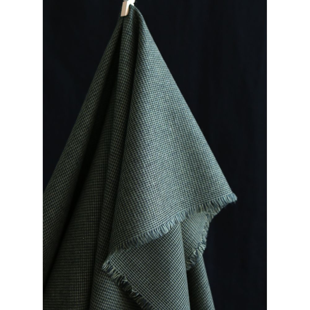 Coco - Coton gratté doux tissage mini pied de poule (pied de puce) Kaki