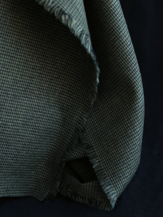 Coco - Coton gratté doux tissage mini pied de poule (pied de puce) Kaki