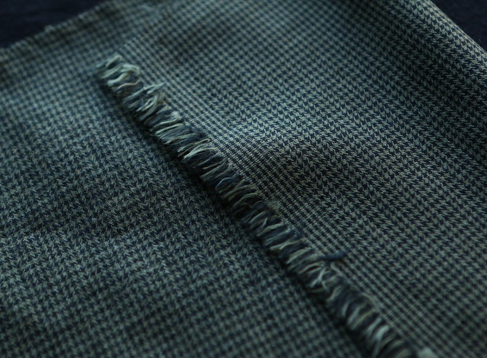 Coco - Coton gratté doux tissage mini pied de poule (pied de puce) Kaki