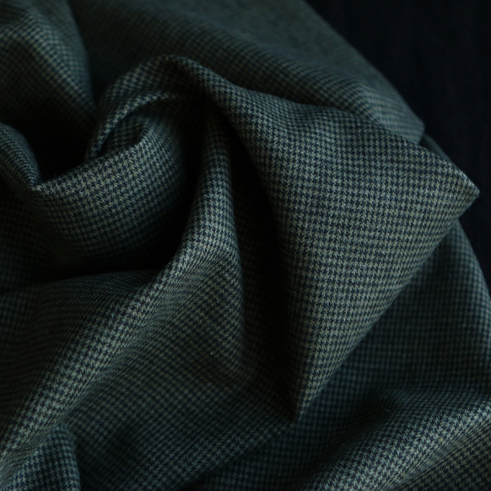 Coco - Coton gratté doux tissage mini pied de poule (pied de puce) Kaki