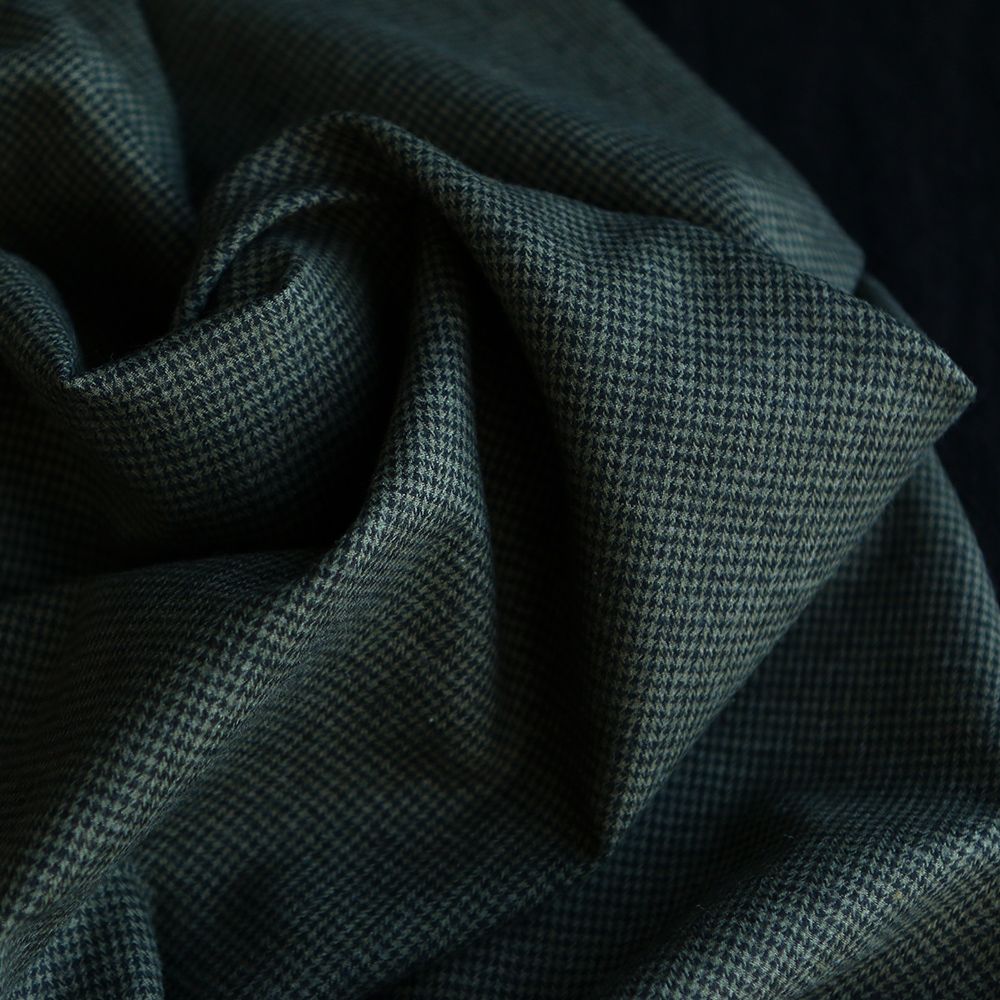 Coco - Coton gratté doux tissage mini pied de poule (pied de puce) Kaki