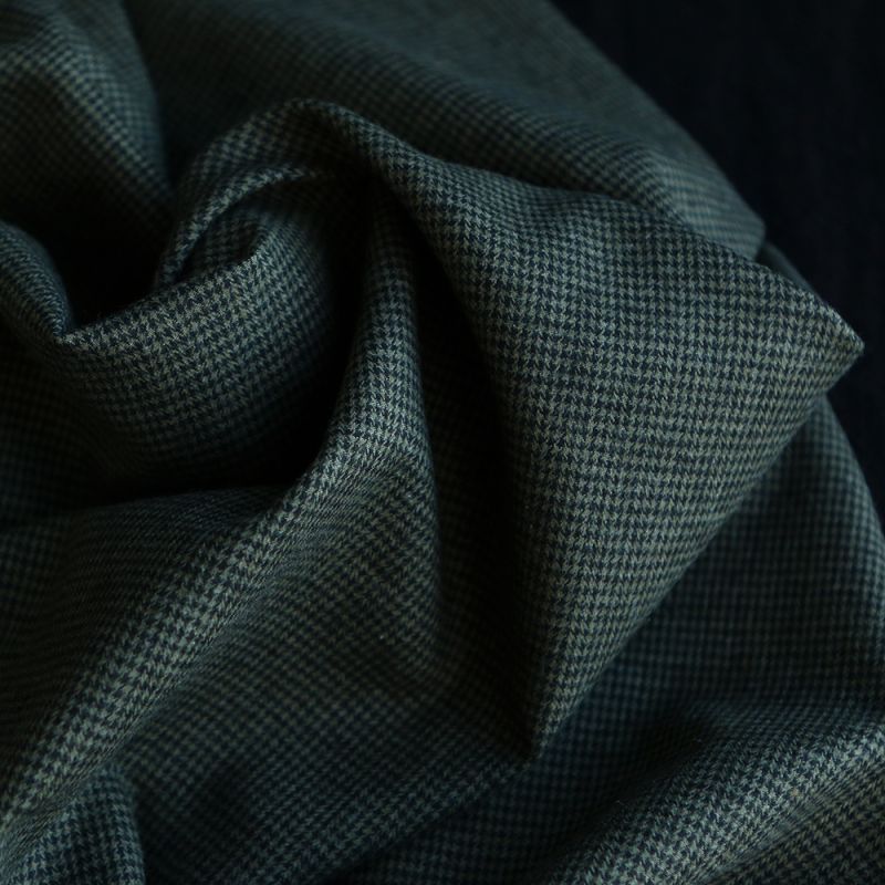 Coco - Coton gratté doux tissage mini pied de poule (pied de puce) Kaki