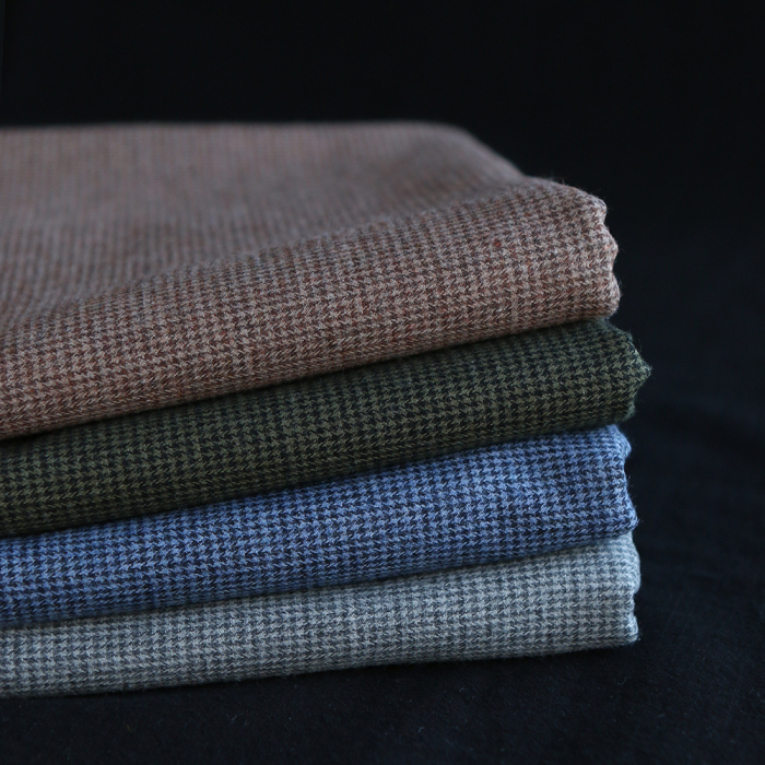 Coco - Coton gratté doux tissage mini pied de poule (pied de puce) Kaki