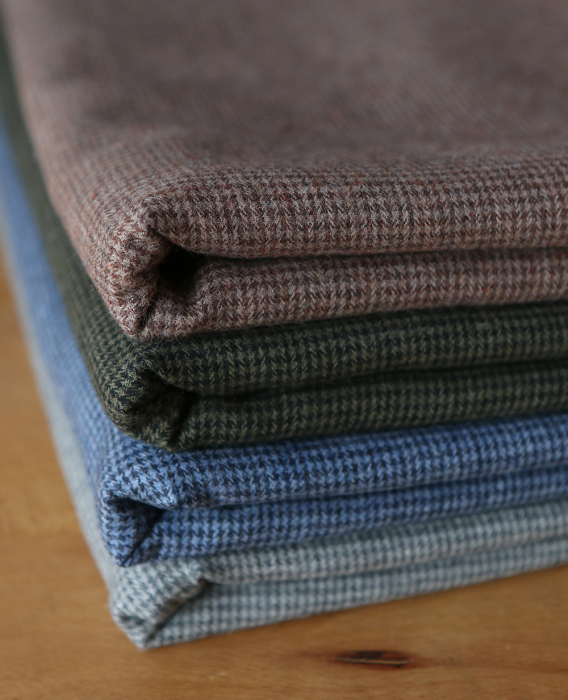 Coco - Coton gratté doux tissage mini pied de poule (pied de puce) Kaki