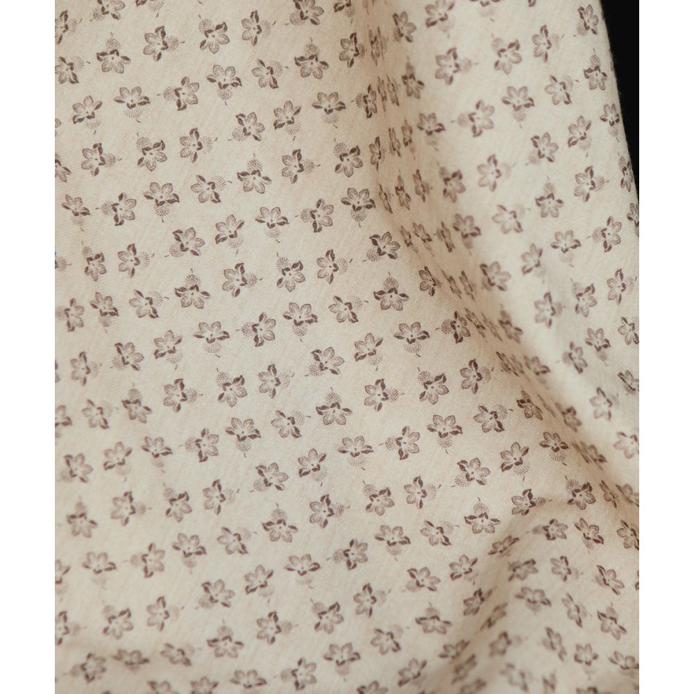 Domitille - Coton gratté doux imprimé fleuri marron fond crème