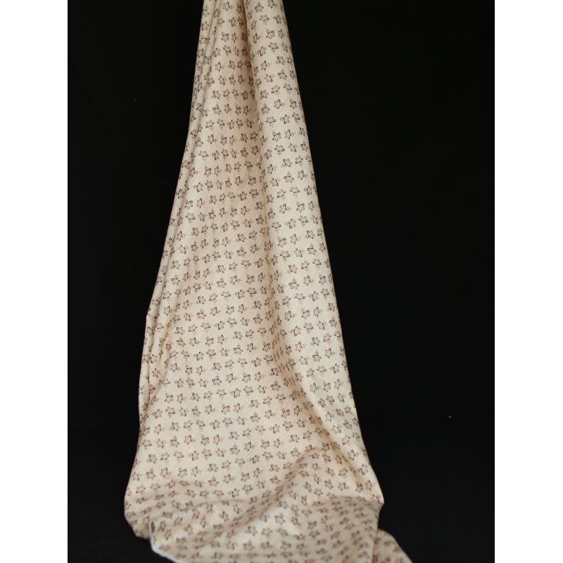 Domitille - Coton gratté doux imprimé fleuri marron fond crème