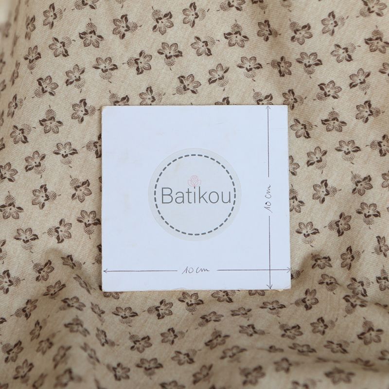 Domitille - Coton gratté doux imprimé fleuri marron fond crème