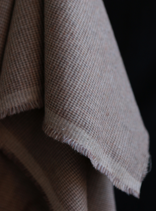 Coco - Coton gratté doux tissage mini pied de poule (pied de puce) Marron