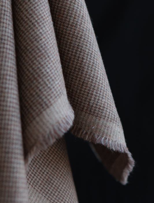 Coco - Coton gratté doux tissage mini pied de poule (pied de puce) Marron