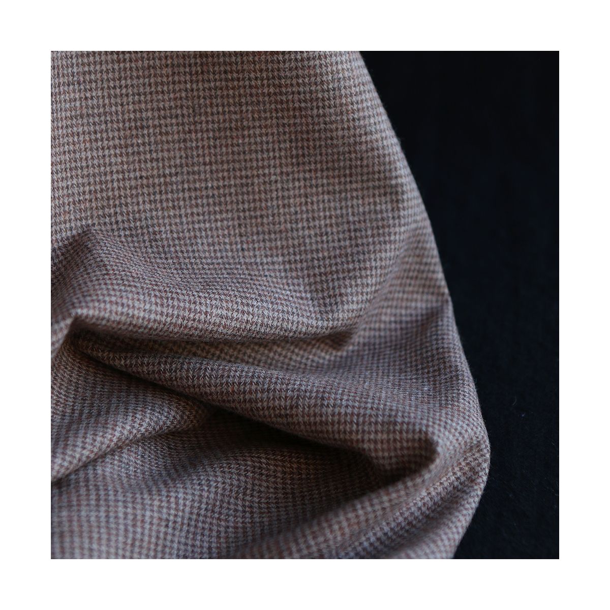 Coco - Coton gratté doux tissage mini pied de poule (pied de puce) Marron