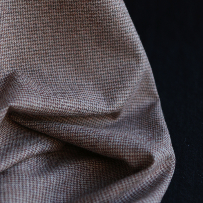 Coco - Coton gratté doux tissage mini pied de poule (pied de puce) Marron