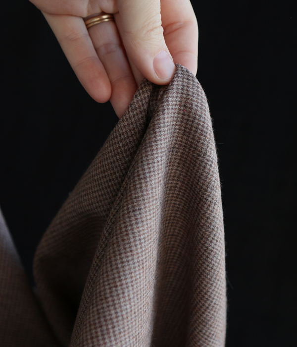 Coco - Coton gratté doux tissage mini pied de poule (pied de puce) Marron