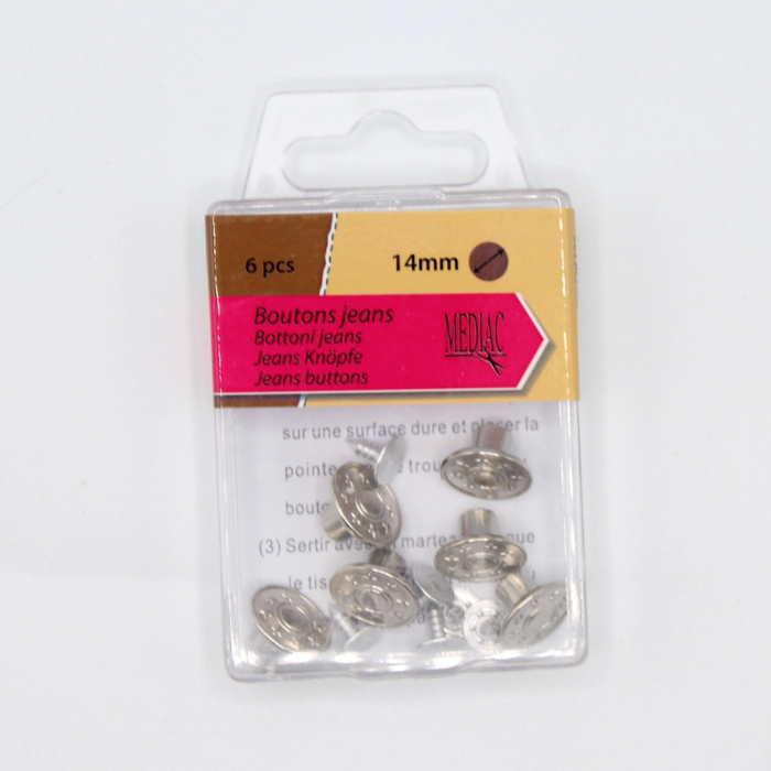 Bouton de jean coloris ARGENT (taille au choix)