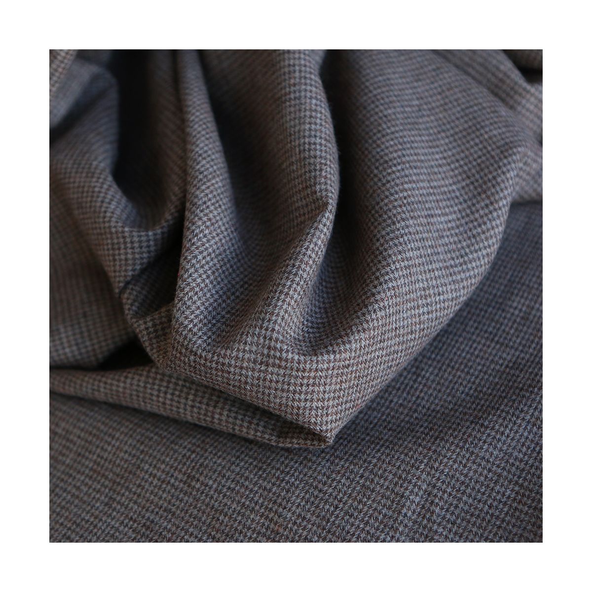 Coco - Coton gratté doux tissage mini pied de poule (pied de puce) Marron