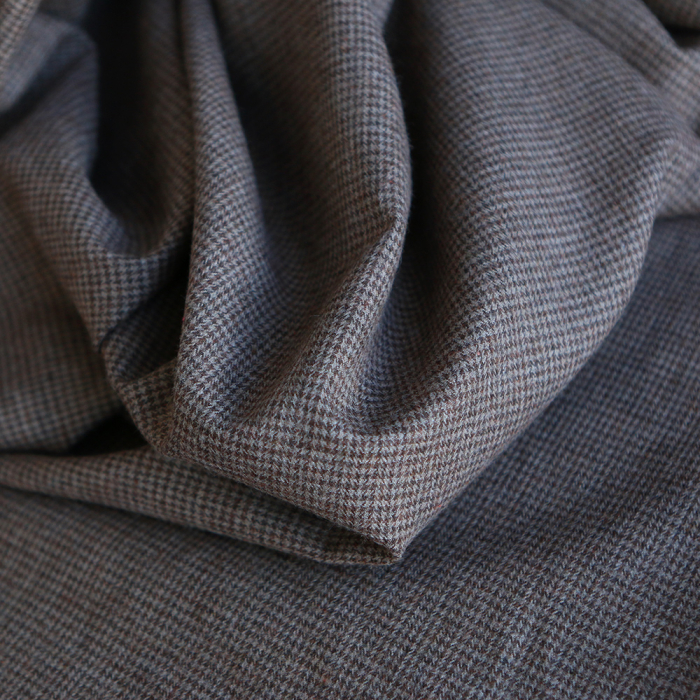 Coco - Coton gratté doux tissage mini pied de poule (pied de puce) Marron