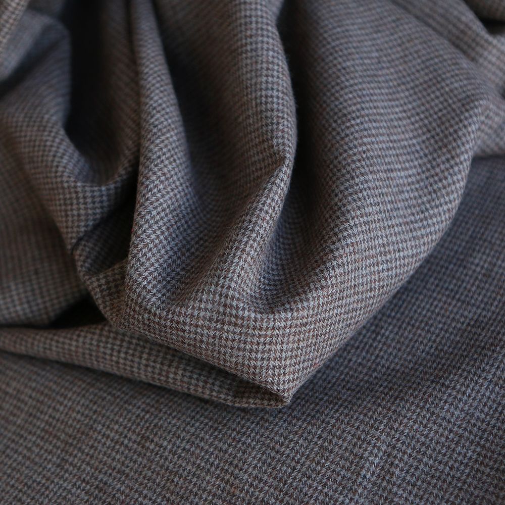 Coco - Coton gratté doux tissage mini pied de poule (pied de puce) Marron