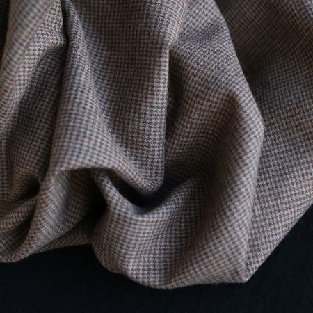 Coco - Coton gratté doux tissage mini pied de poule (pied de puce) Marron