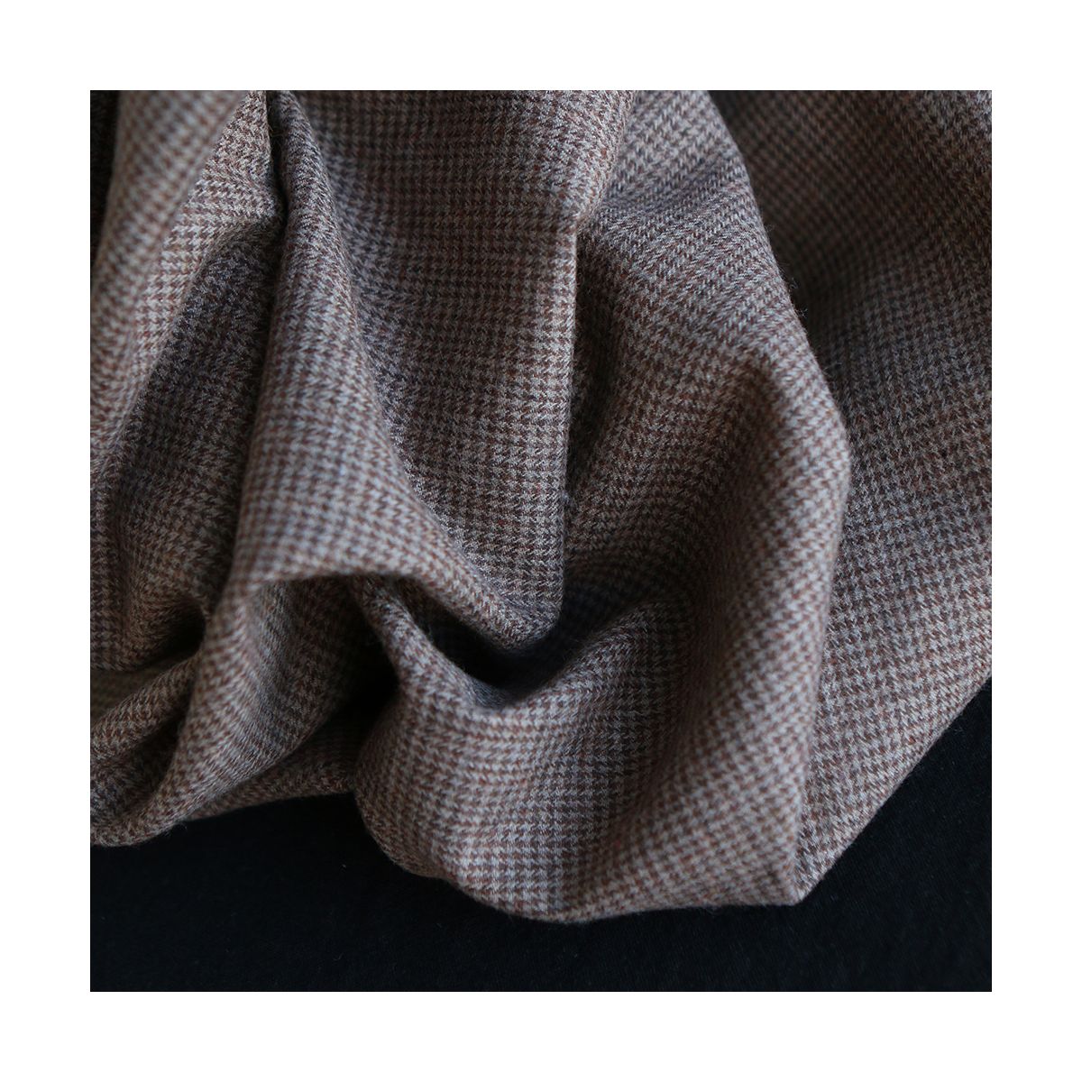 Coco - Coton gratté doux tissage mini pied de poule (pied de puce) Marron