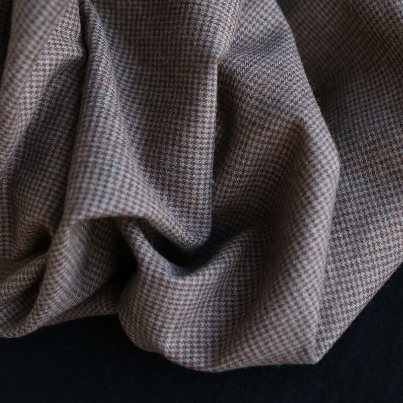 Coco - Coton gratté doux tissage mini pied de poule (pied de puce) Marron