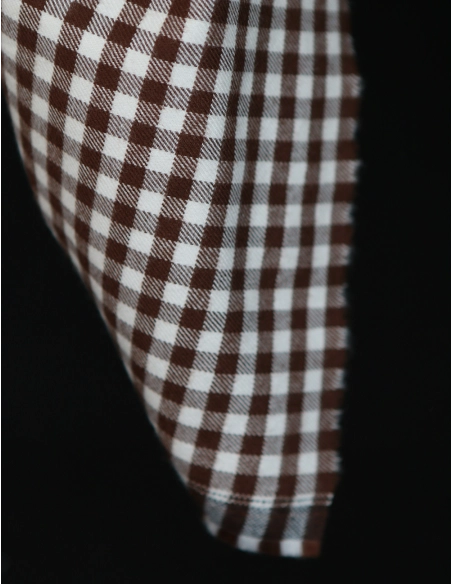 Gary - Coton gratté organique tissage vichy marron