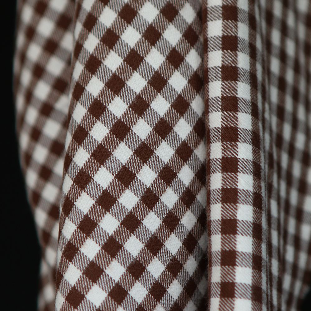 Gary - Coton gratté organique tissage vichy marron