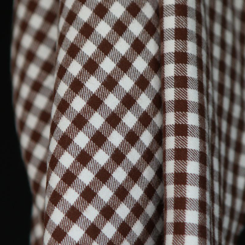 Gary - Coton gratté organique tissage vichy marron