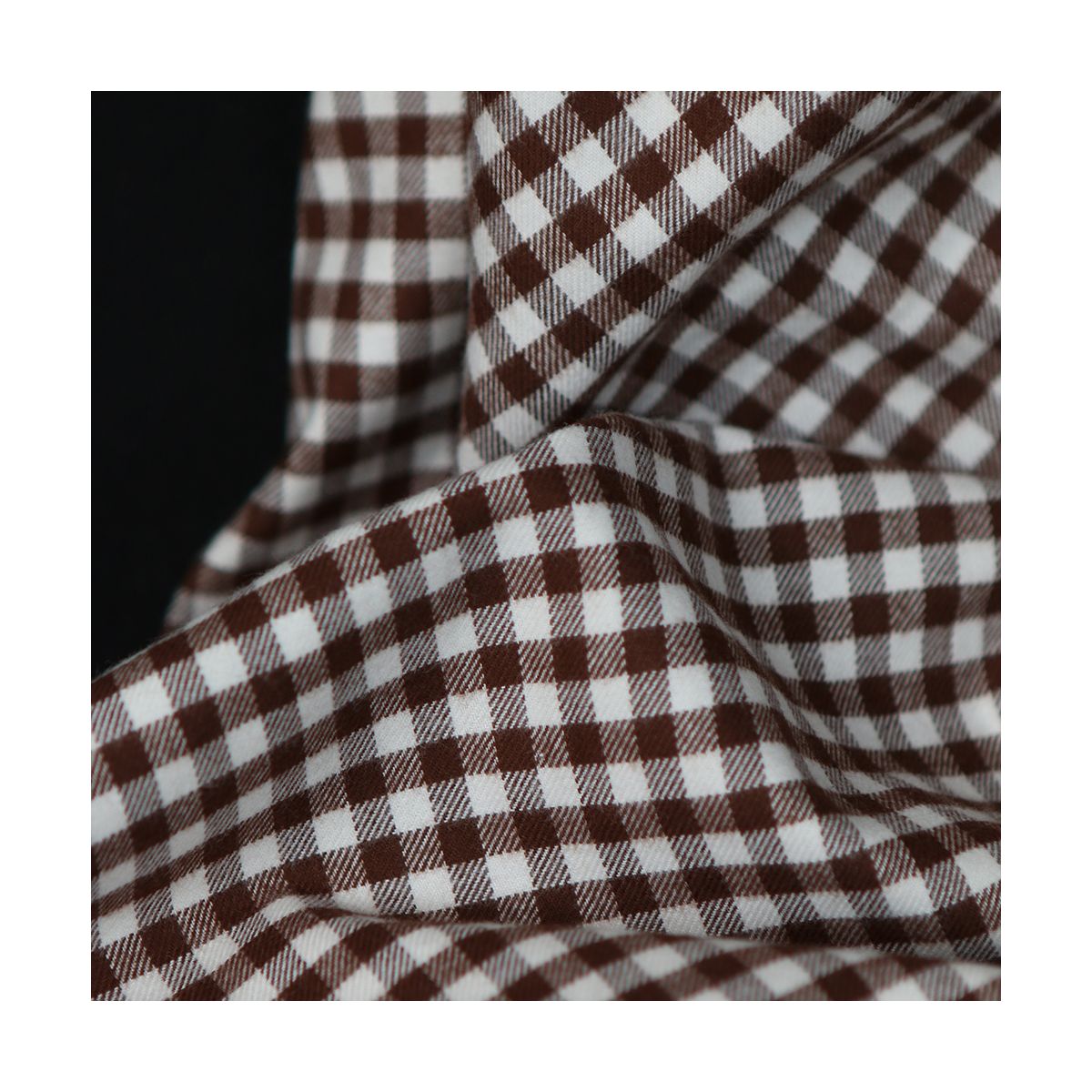 Gary - Coton gratté organique tissage vichy marron