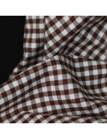 Gary - Coton gratté organique tissage vichy marron