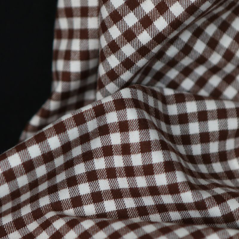 Gary - Coton gratté organique tissage vichy marron