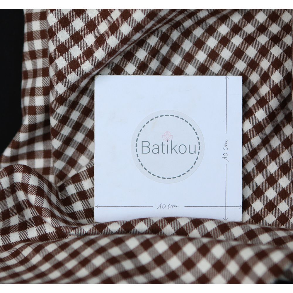 Gary - Coton gratté organique tissage vichy marron