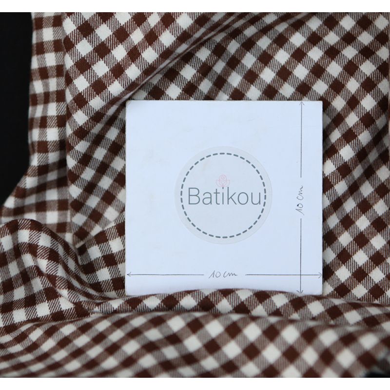 Gary - Coton gratté organique tissage vichy marron