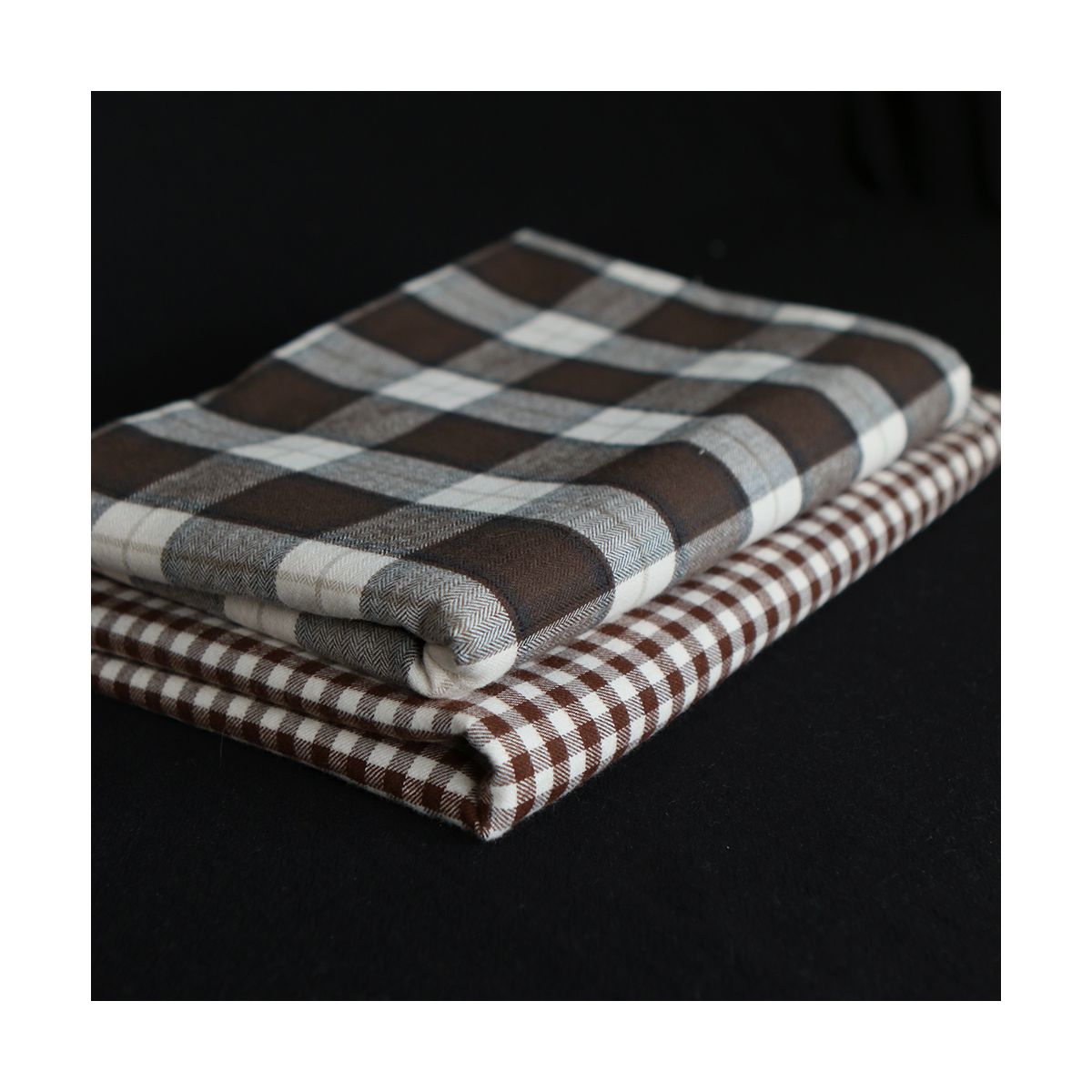 Gary - Coton gratté organique tissage vichy marron