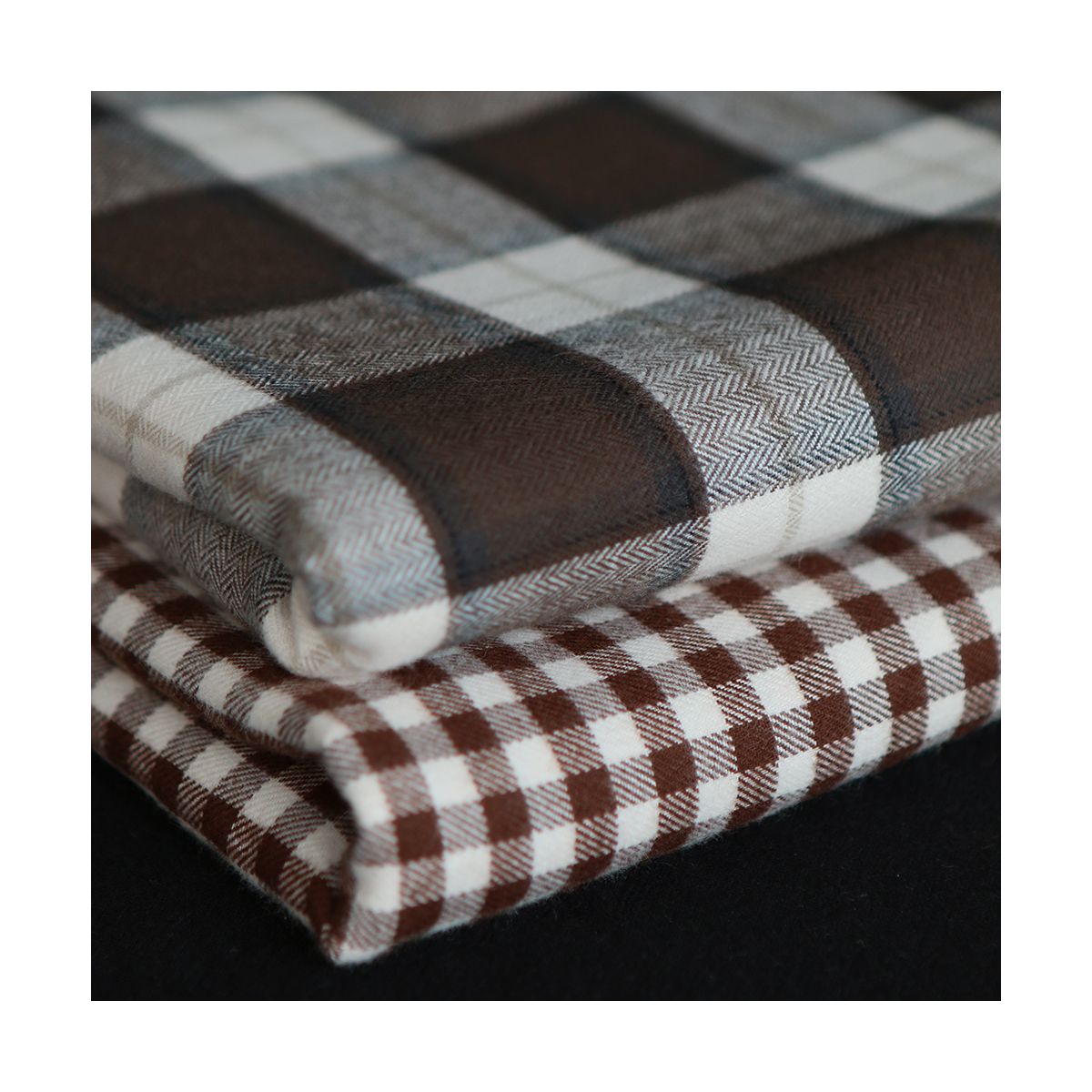 Gary - Coton gratté organique tissage vichy marron