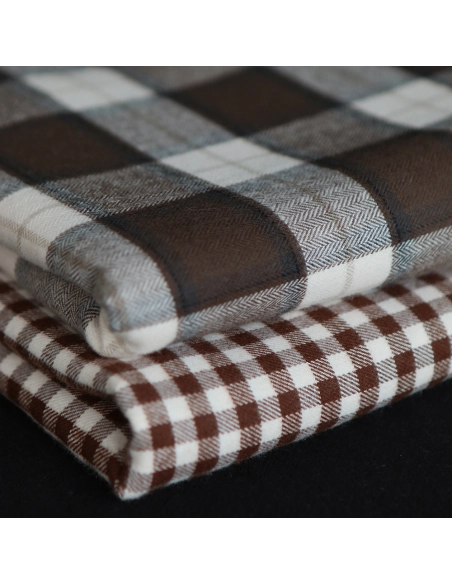 Gary - Coton gratté organique tissage vichy marron