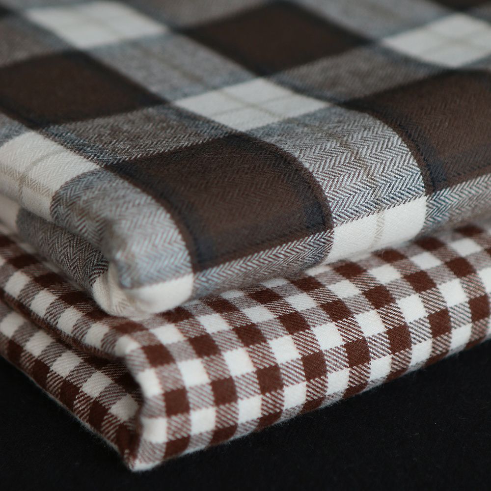 Gary - Coton gratté organique tissage vichy marron